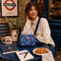Signare Tapestry Camera Hip Cross Body Bag - TFL Piccadilly Moquette Mind the Gap