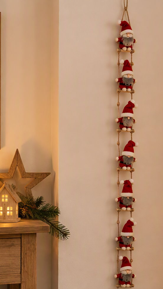 Sass & Belle Climbing Santa Felt Ladder Hanging Christmas Decoration