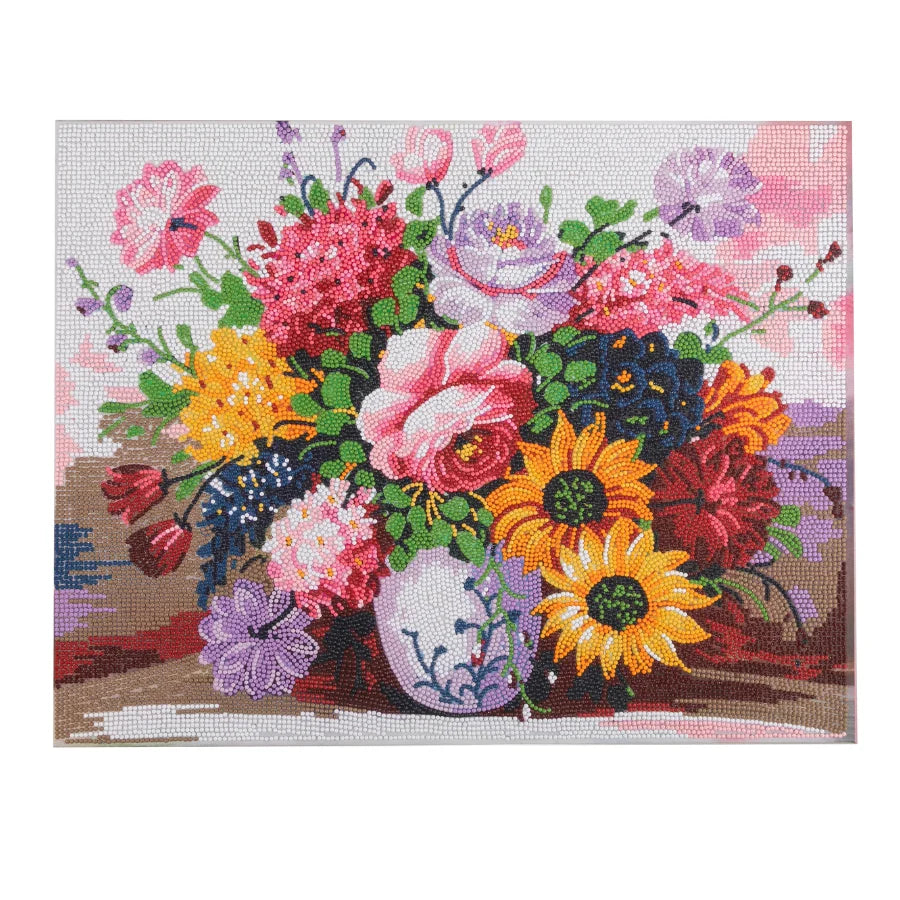 Elegant Blooms Crystal Art Canvas Kit | 40 x 50cm | Craft Buddy
