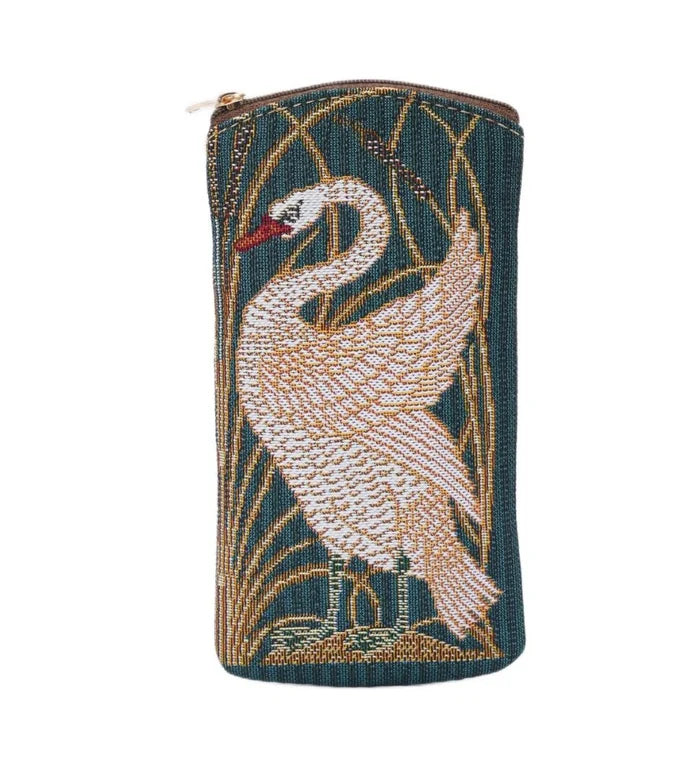 Signare Tapestry Zip Top Soft Glasses Case - Walter Crane Swan