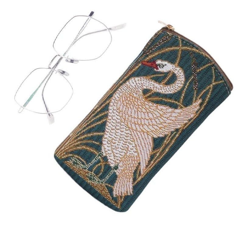 Signare Tapestry Zip Top Soft Glasses Case - Walter Crane Swan