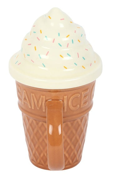 Something Different Ice Cream Cone Shaped Ceramic Mug with Lid