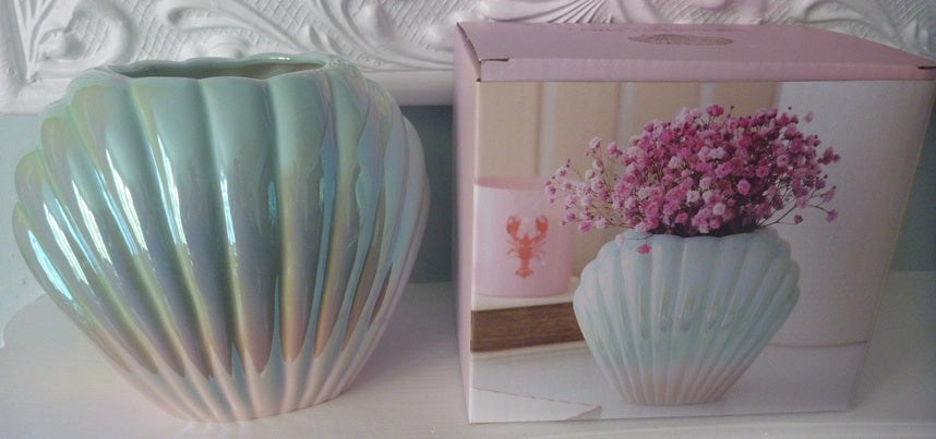 Something Different High Tides Iridescent Scallop Shell Flower Vase