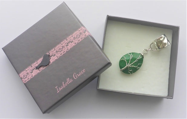 Black Ginger Isabelle Grace Tree of Life Twist Jade Green Scarf Jewellery