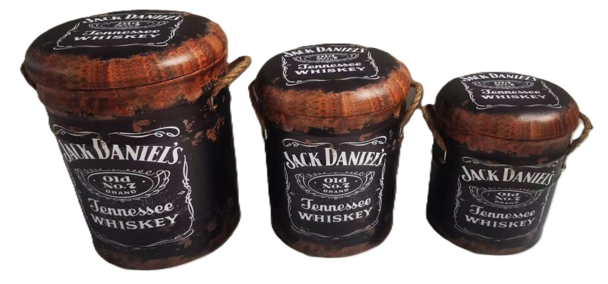 Kozzy Retro Design 2 in 1 Padded Storage Stool - JD Whiskey Rust Effect