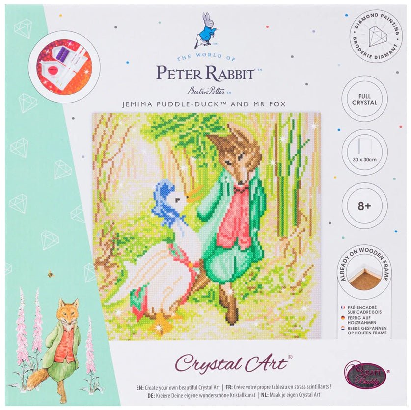 Craft Buddy Crystal Diamond Art Canvas Kit Jemima Puddle-Duck and Mr Fox 30 x 30cm