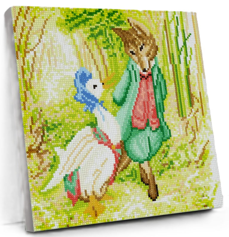 Craft Buddy Crystal Diamond Art Canvas Kit Jemima Puddle-Duck and Mr Fox 30 x 30cm