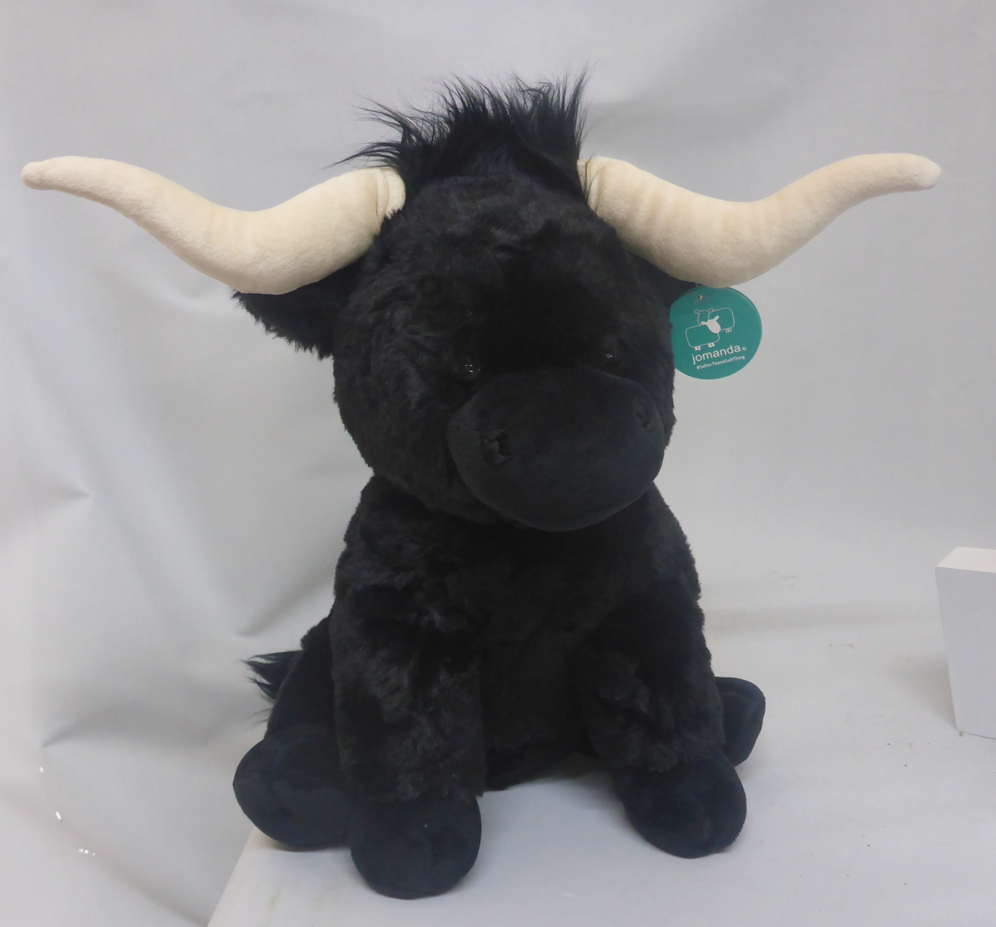 Jomanda Large Soft Plush Texas Longhorn Toy – Black 30cm