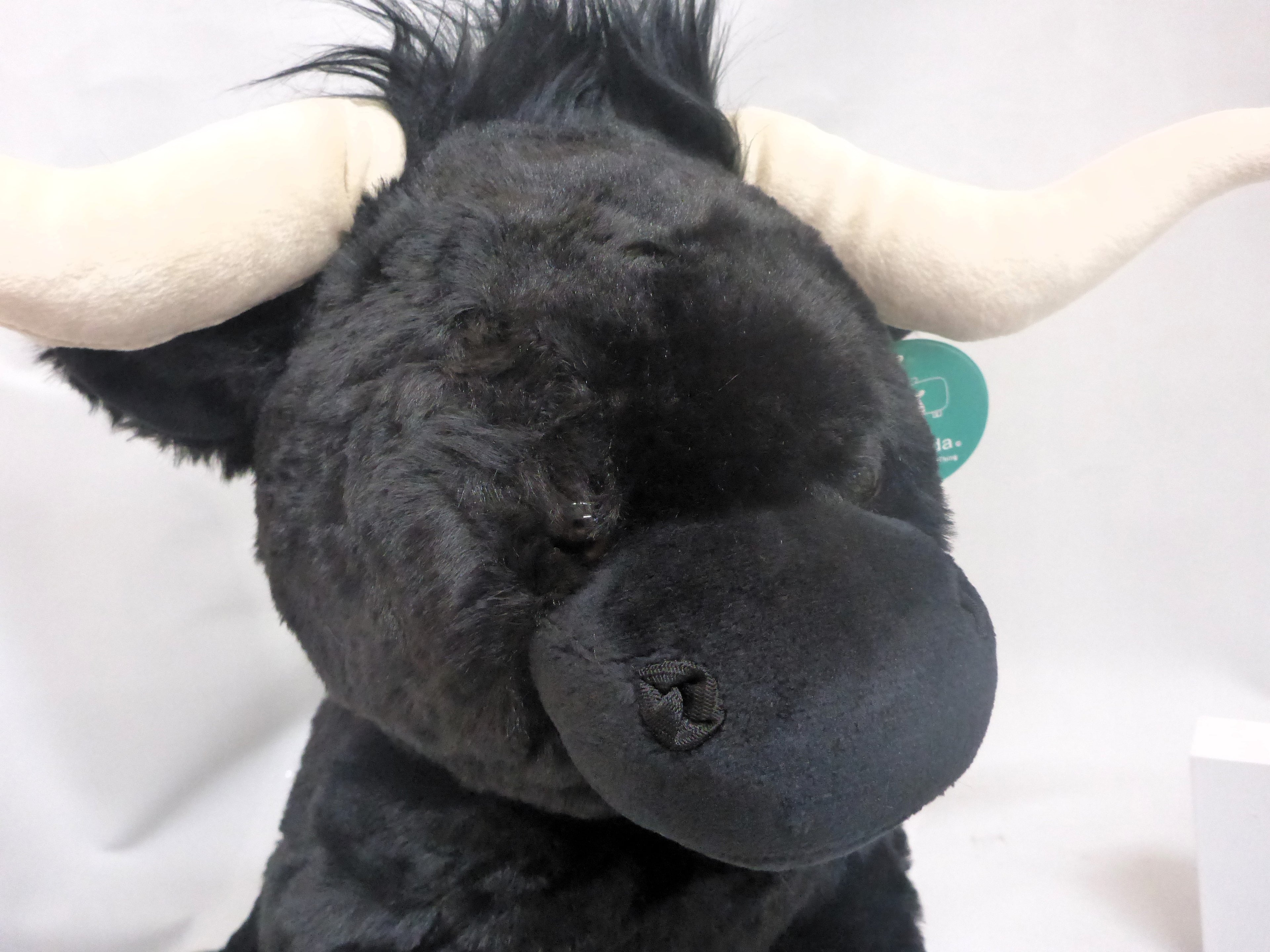 Jomanda Large Soft Plush Texas Longhorn Toy – Black 30cm
