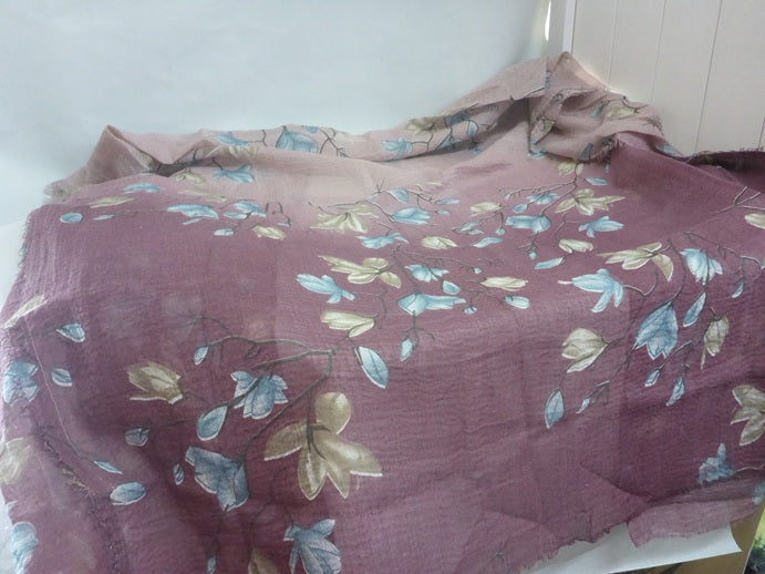 Black Ginger Magnolia Flower Pattern Kaftan Beach Cover Up Purple