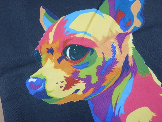 Kozzy Throw Black Cushion Cover 45 x 45cm - Rainbow Dog Short Hair Chihuahua