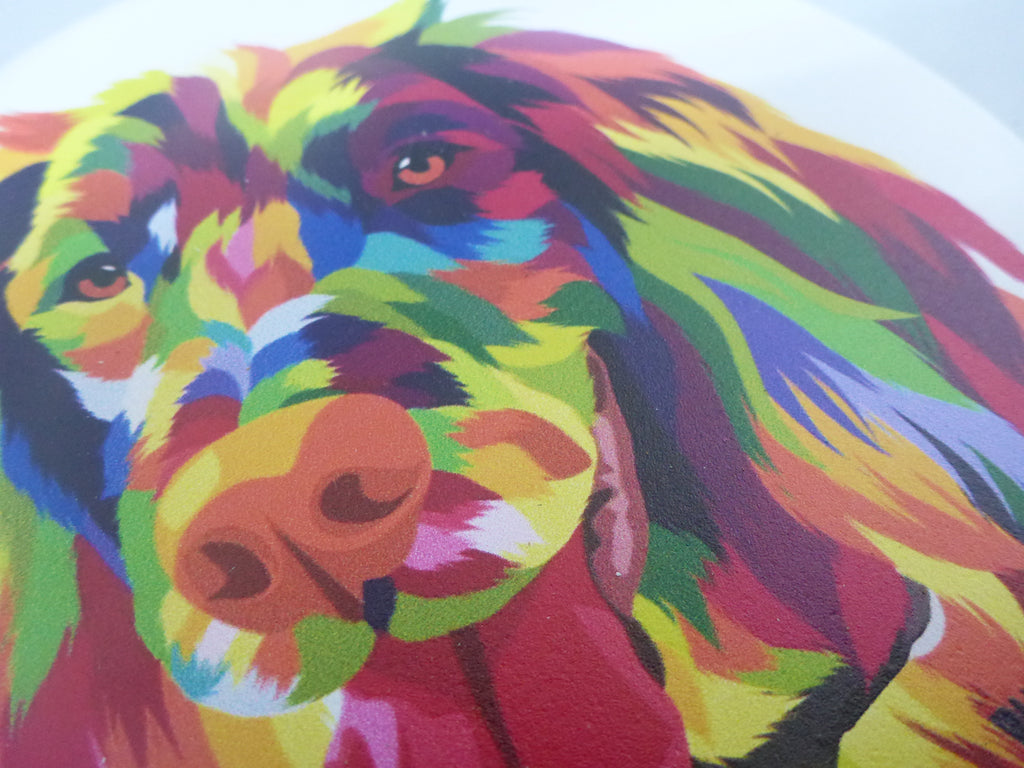 Kozzy Rainbow Animal Ceramic Coasters Set of 4 | Pop Art Spaniel Dog