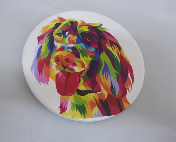 Kozzy Rainbow Animal Ceramic Coasters Set of 4 | Pop Art Spaniel Dog