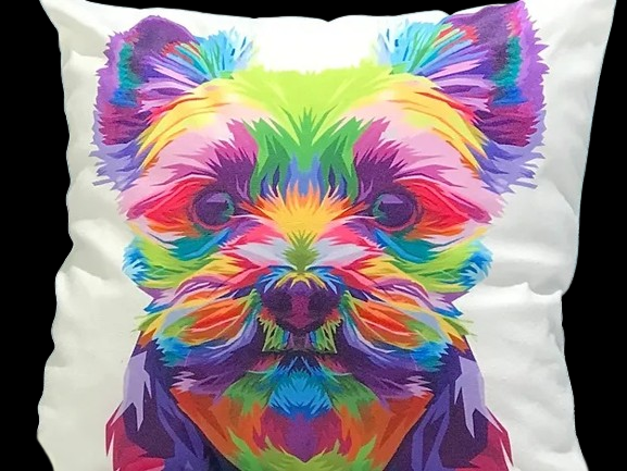 Kozzy Rainbow Yorkshire Terrier Cushion Cover 45 x 45cm