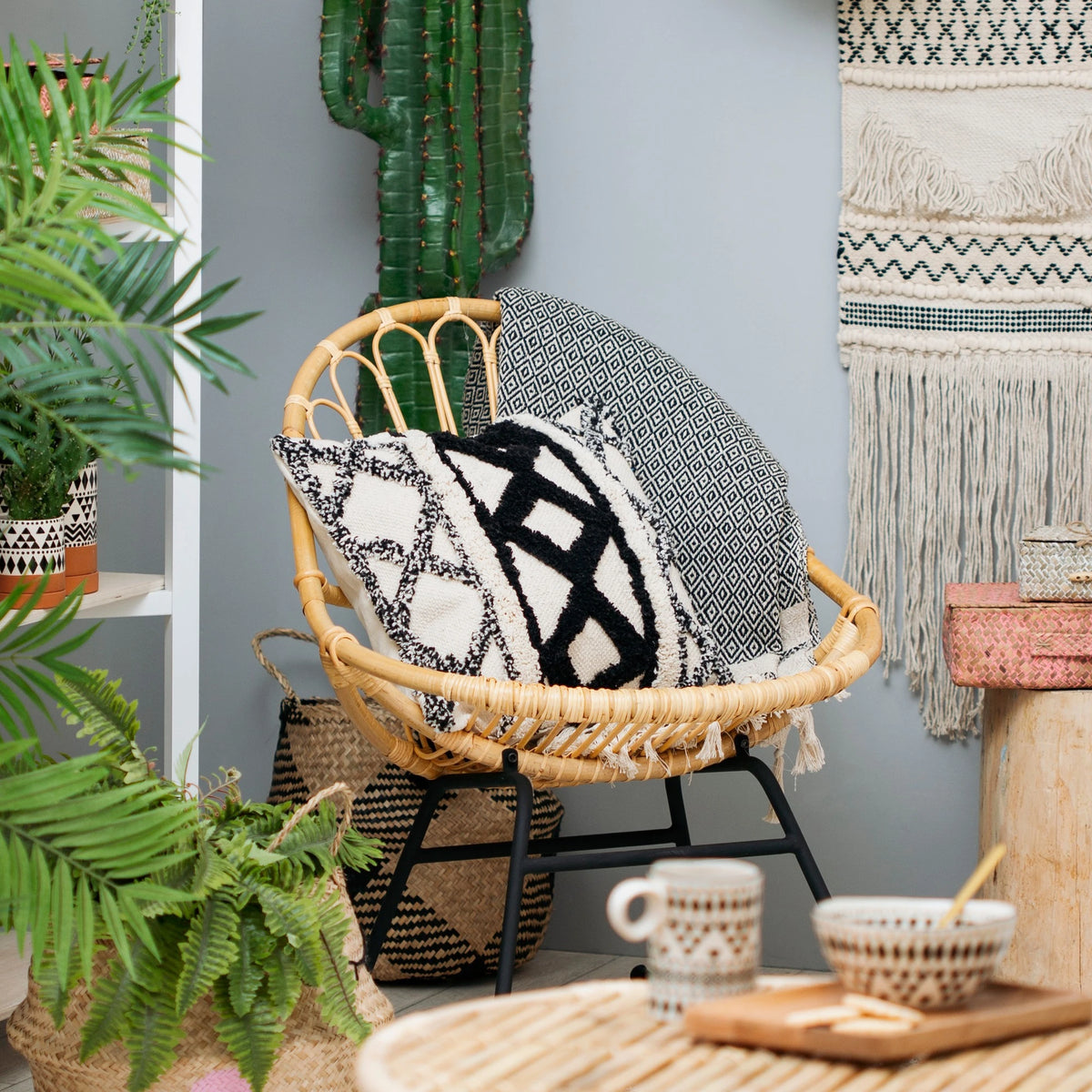 Sass & Belle Scandi Boho Geometric Cushion Cover 40cm
