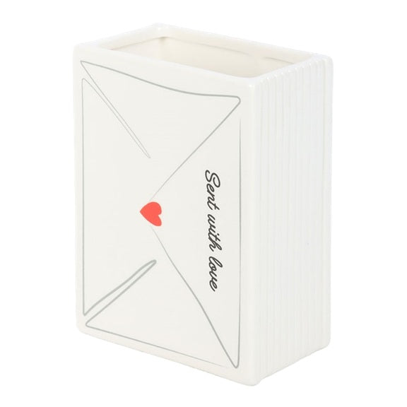 Something Different Book Club Sent With Love Love Letter Ceramic Book Shaped Flower Vase