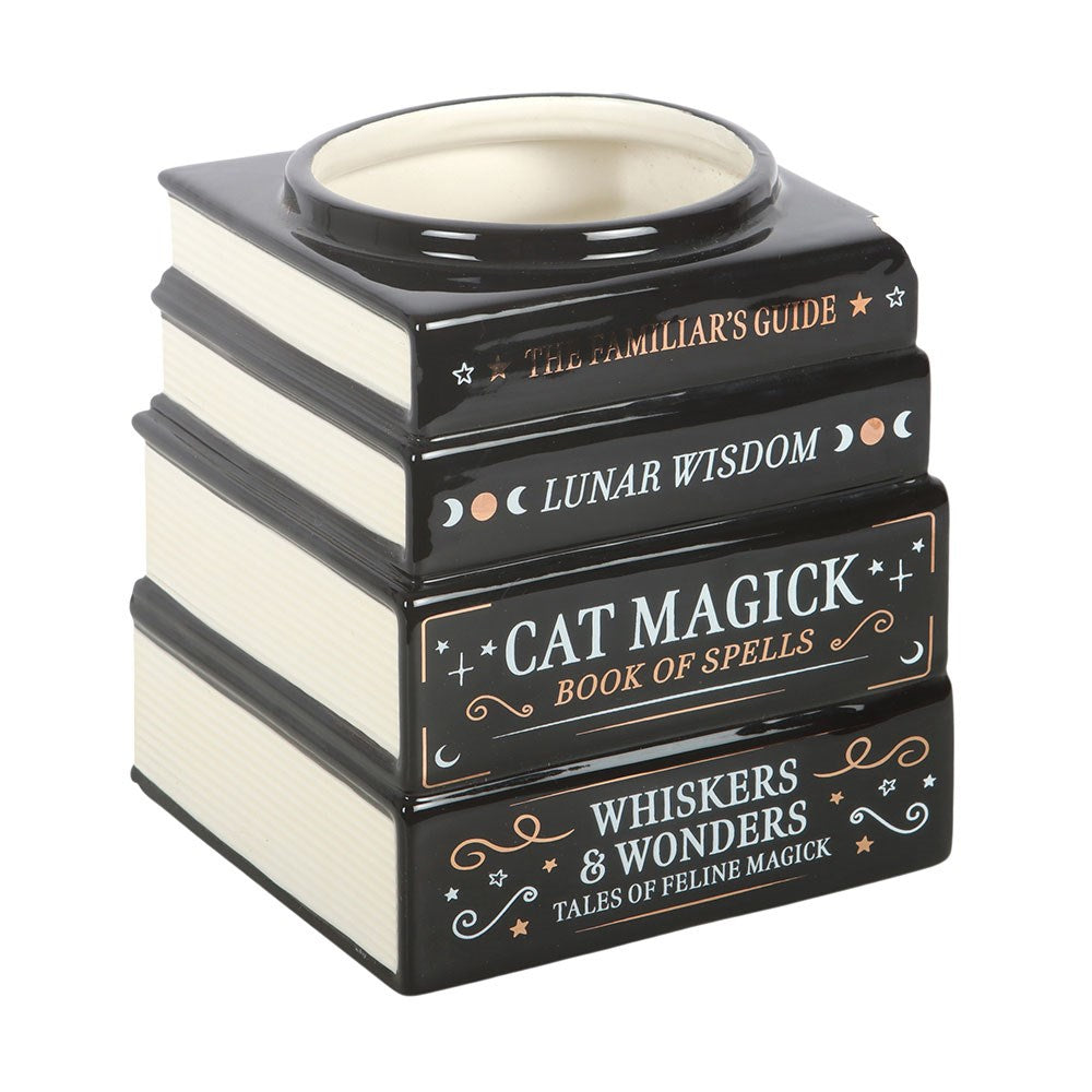 Black Cat Magick Stacked Books Shaped Flower Vase | Spirit of Equinox