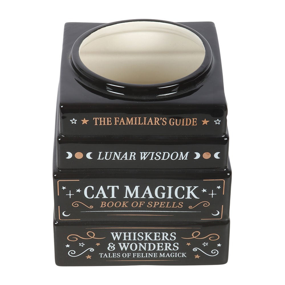 Black Cat Magick Stacked Books Shaped Flower Vase | Spirit of Equinox
