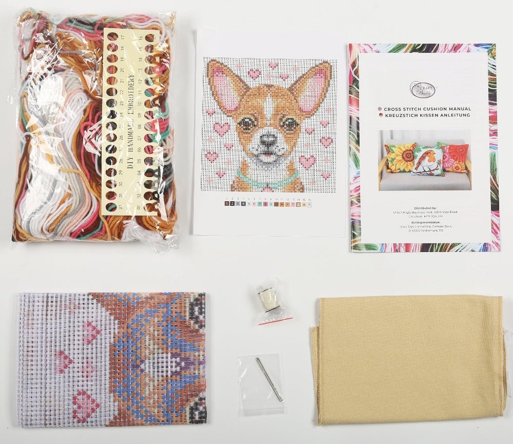 Craft Buddy Madly in Love Dog Cross Stitch Cushion Kit