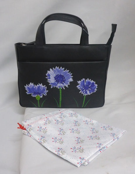 Mala Leather Multiway Grab Bag Amana Cornflower Black with Dust Bag