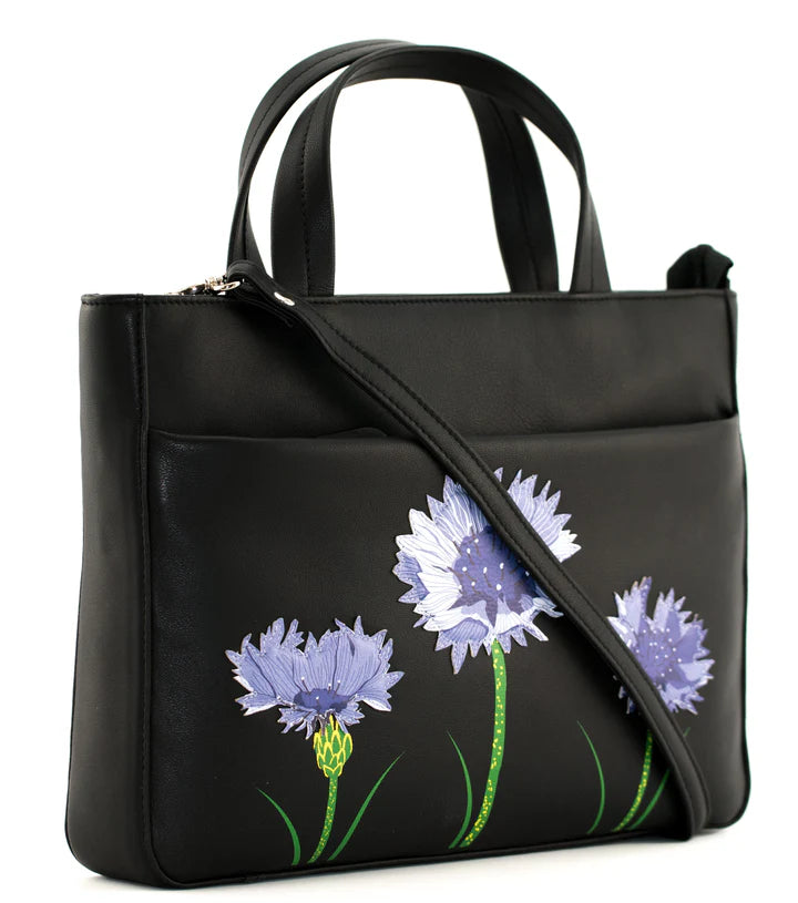 Mala Leather Multiway Grab Bag Amana Cornflower Black with Dust Bag