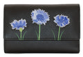 Mala Leather Tri Fold Purse Amana Cornflower Black with Dust Bag