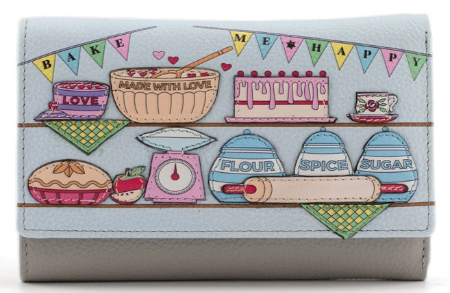 Mala Leather Bake Me Happy Large Tri-Fold Purse with Dust Bag