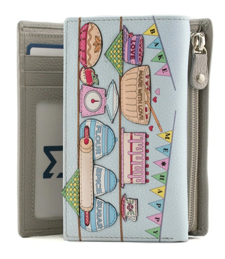 Mala Leather Bake Me Happy Large Tri-Fold Purse with Dust Bag