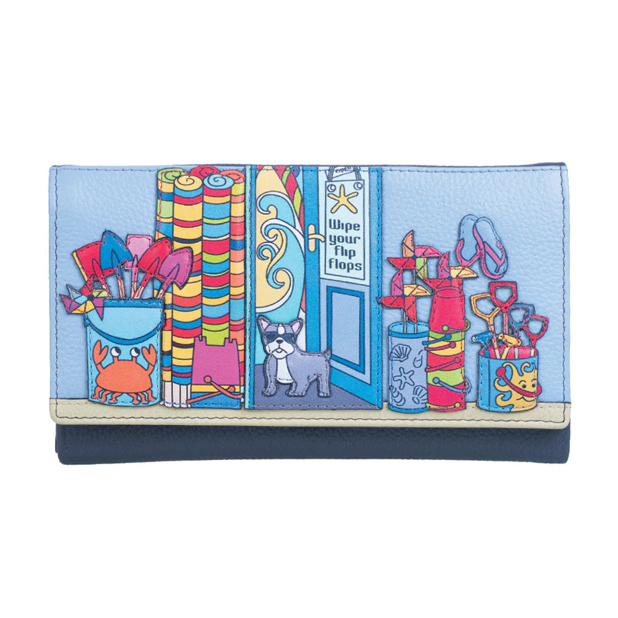 Mala Leather Beau’s Beach Shop Navy RFID Matinee Purse