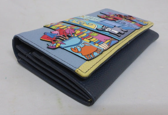 Mala Leather Beau’s Beach Shop Navy RFID Matinee Purse