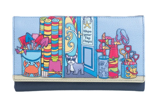 Mala Leather Beau’s Beach Shop Navy RFID Matinee Purse