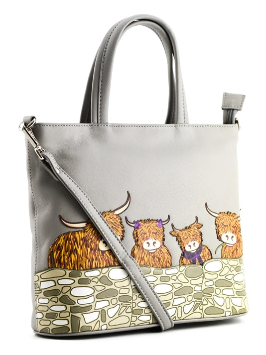 Mala Leather Bella Family Grey Multiway Grab & Shoulder Bag