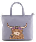 Mala Leather Bella Highland Cow Lilac Grab & Shoulder Bag