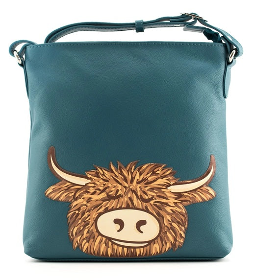 Mala Leather Bella's Head Cross Body Handbag + Dust Bag - Teal