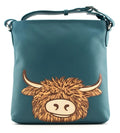 Mala Leather Bella's Head Cross Body Handbag + Dust Bag - Teal
