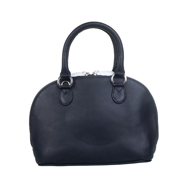 Mala Leather Bella Highland Cow Round Grab Bag Black with Dust Bag