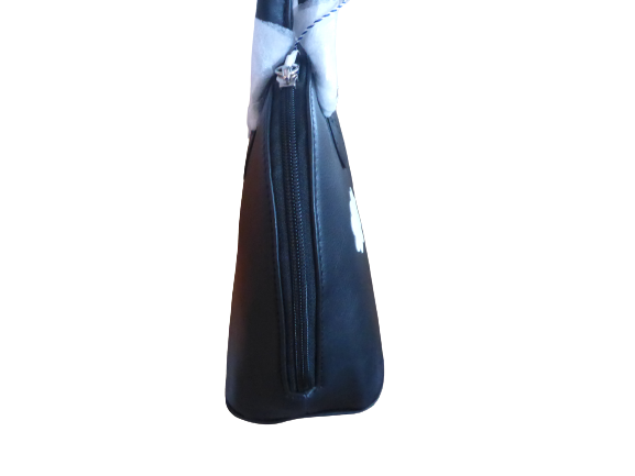 Mala Leather Bella Highland Cow Round Grab Bag Black with Dust Bag