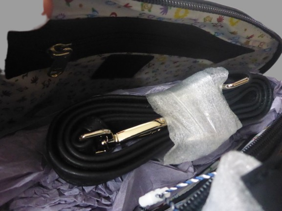 Mala Leather Bella Highland Cow Round Grab Bag Black with Dust Bag