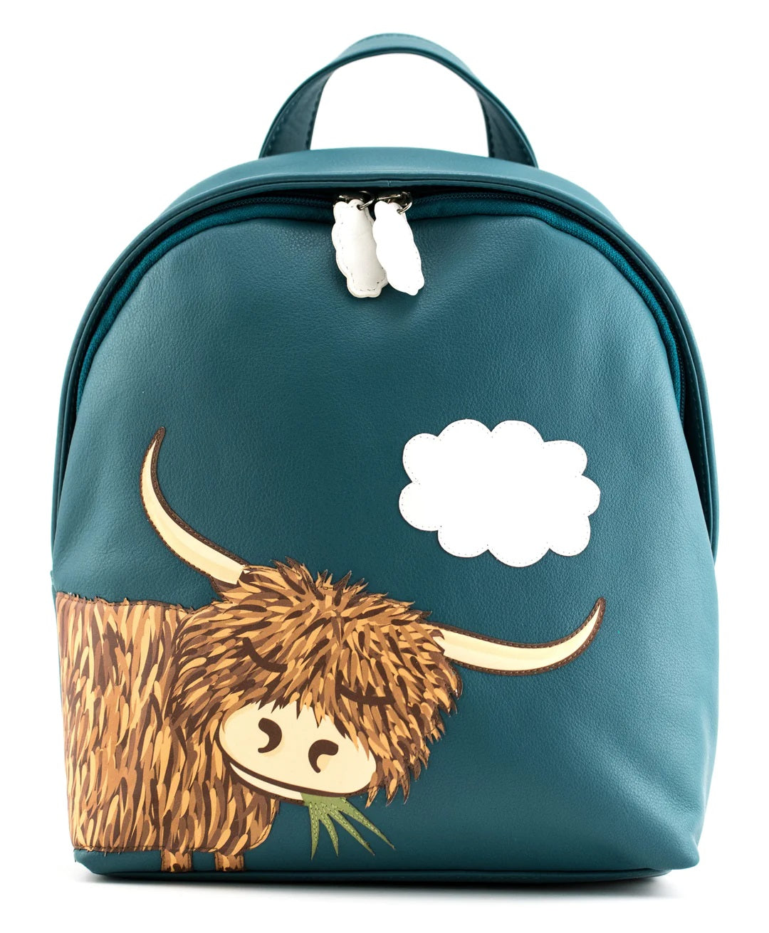 Mala Leather Bella Highland Cow Leather Backpack in Teal