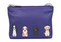 Mala Leather Best Friends Dogs Purple Midi Crossbody Bag