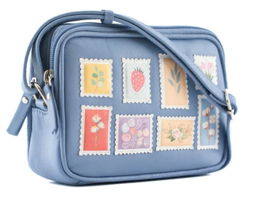 Mala Leather Botanist Post Double Zip Midi Cross Body Bag with Dust Bag