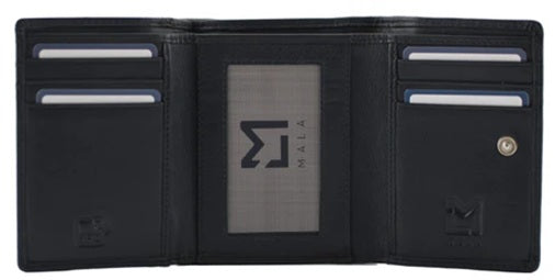 Mala Leather Navy Coco’s Walk Cockerpoo Medium Tri Fold Purse