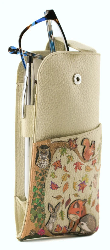Mala Leather Foxglove Forest Glasses Case with Dust Bag
