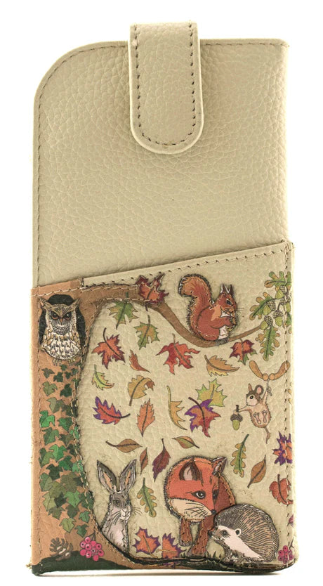 Mala Leather Foxglove Forest Glasses Case with Dust Bag
