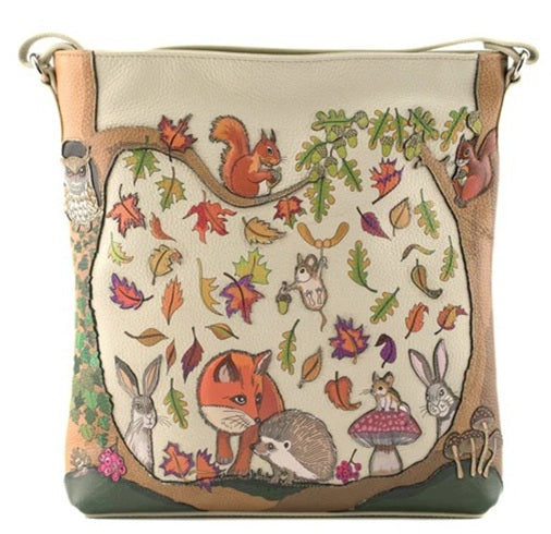 Mala Leather Tall Crossbody Bag Foxglove Forest with Dust Bag