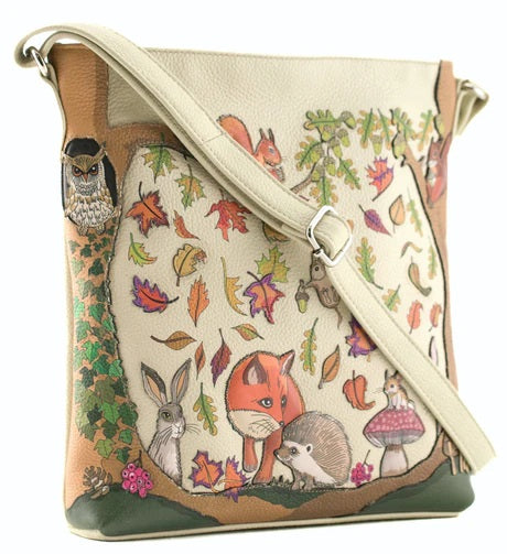 Mala Leather Tall Crossbody Bag Foxglove Forest with Dust Bag