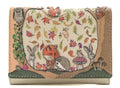 Mala Leather Compact Tri Fold Purse Foxglove Forest with Dust Bag