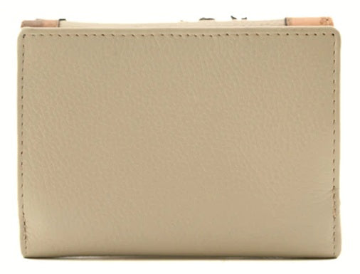 Mala Leather Compact Tri Fold Purse Foxglove Forest with Dust Bag