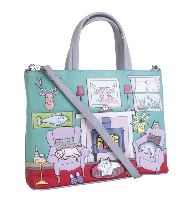 Mala Leather Hamish’s House Grey Multiway Grab & Shoulder Bag