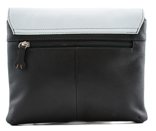 Mala Leather Highland Games Black Flap-Over Midi Crossbody Bag